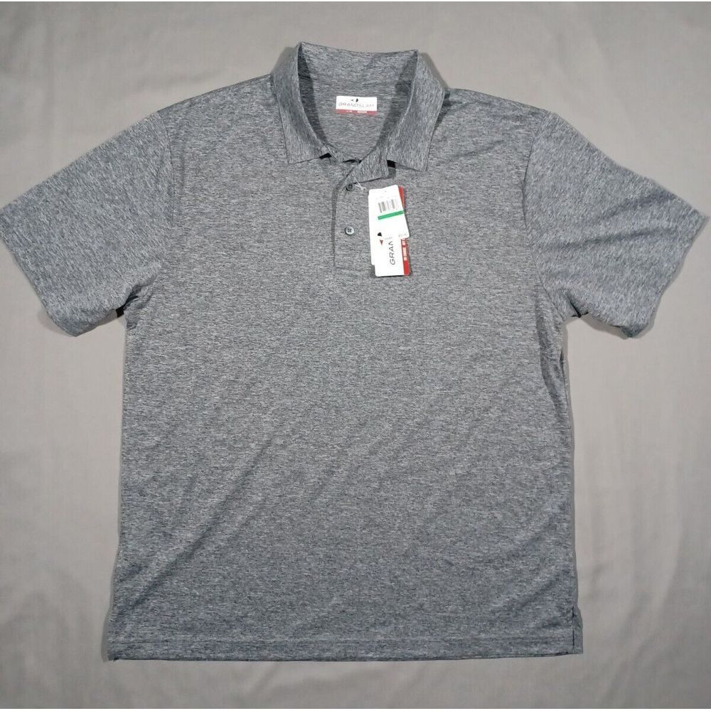 Grand Slam Shirt Mens L Gray‎ Performance Polo Dri Fit Tennis New